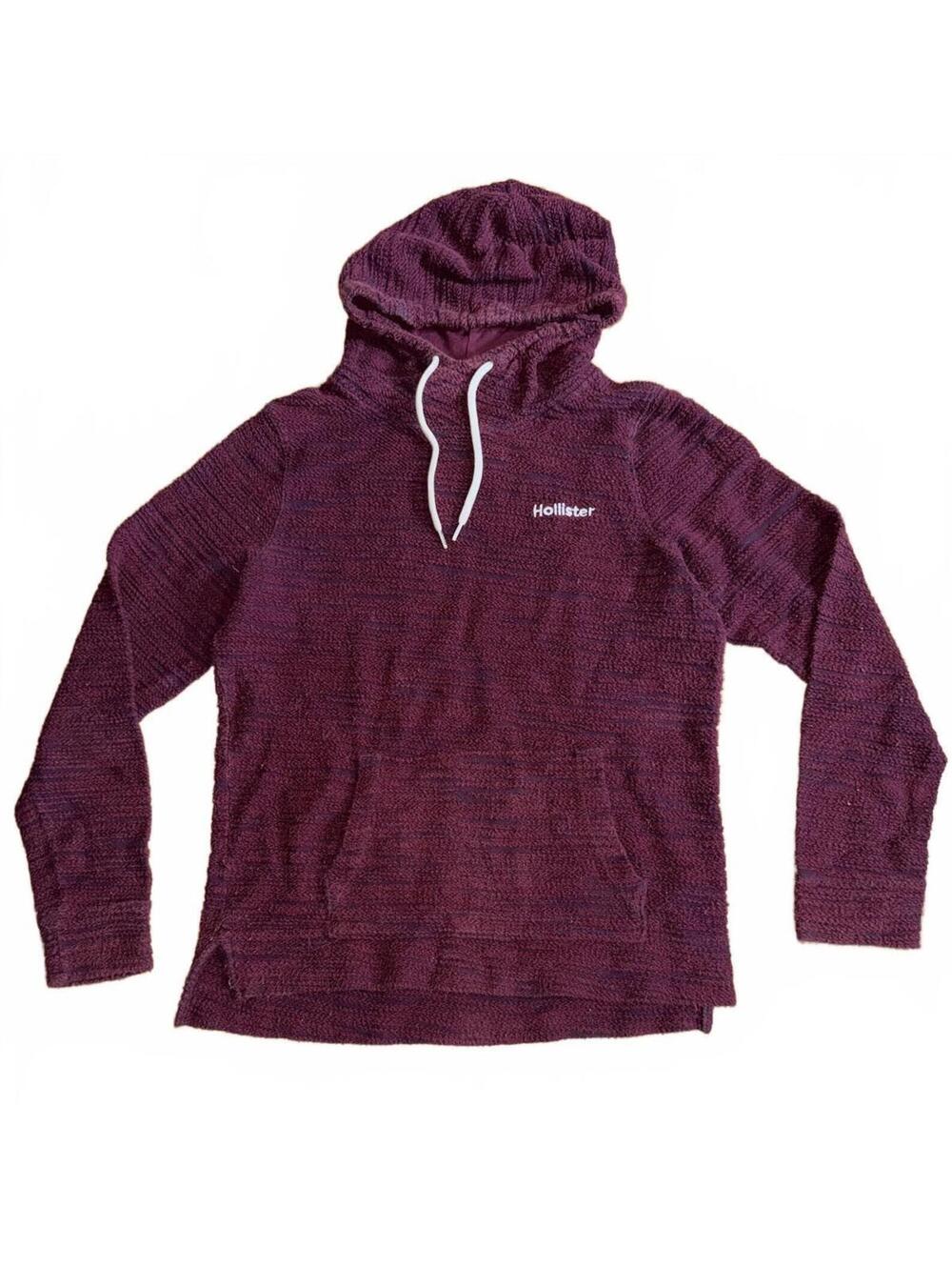 Vintage Y2K Hollister Burgundy Hooded Pullover Sweater M